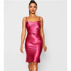 Satin Cowl Neck Dress